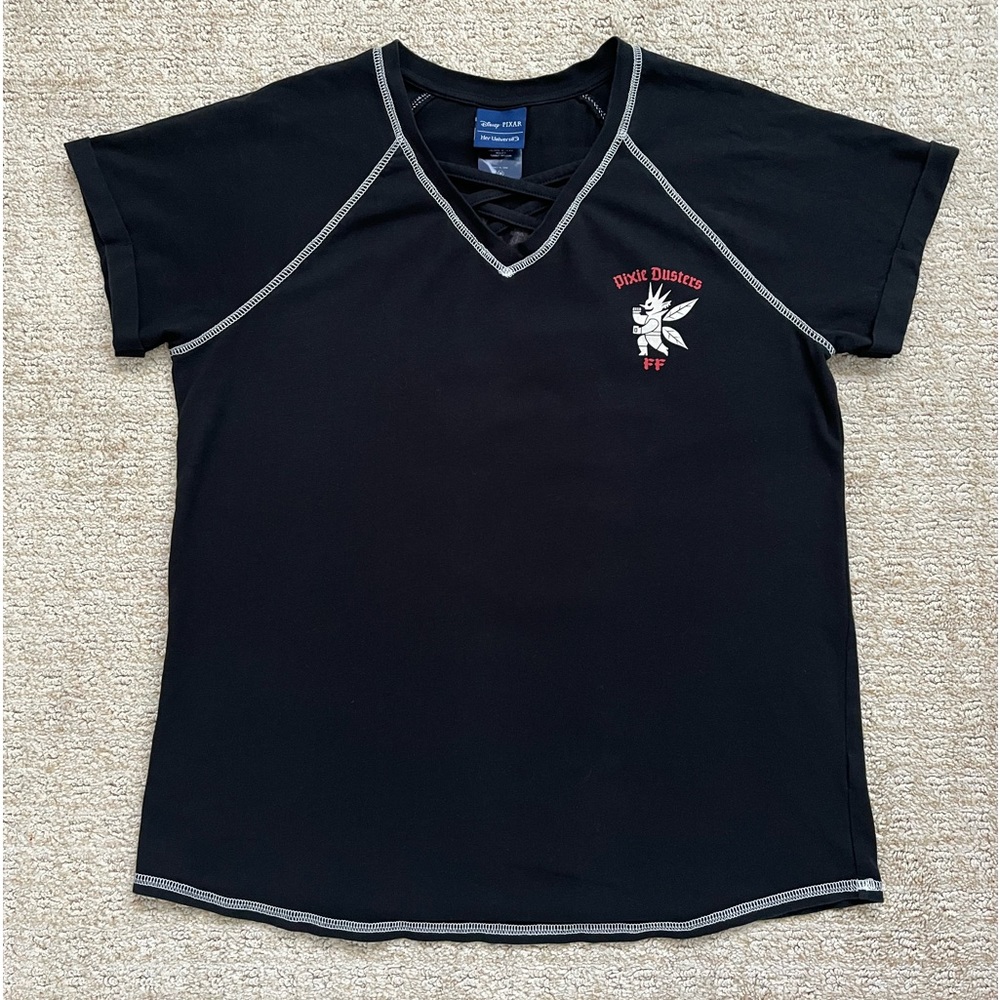 Women’s medium Disney Onward Her Universe Pixie Dusters Criss Cross V-neck Black